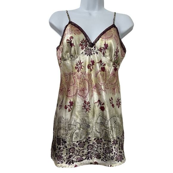 Xhilaration Y2K Satin Babydoll Lace Trim Sequin Tank Size L Floral Fairycore - Picture 1 of 9